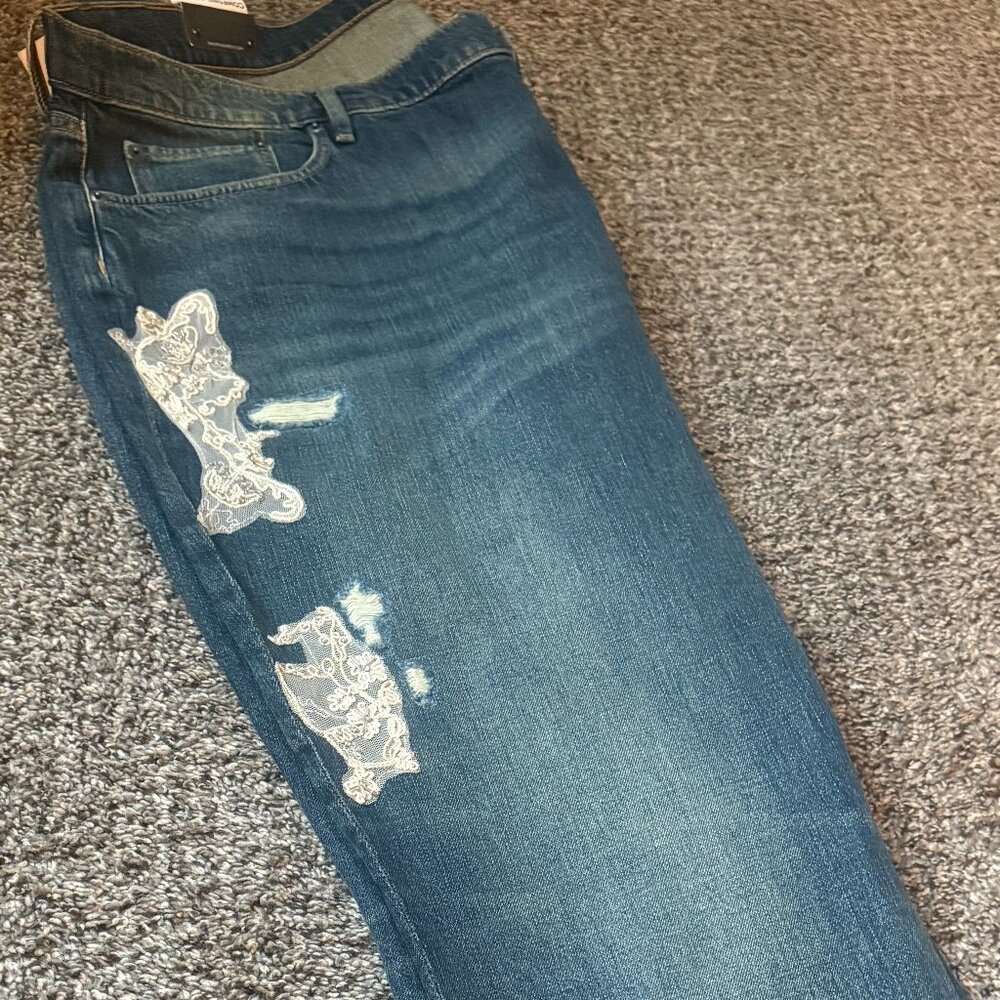 RALPH LAUREN LADIES EMBROIDERY RELAXED TAPER DENIM JEANS